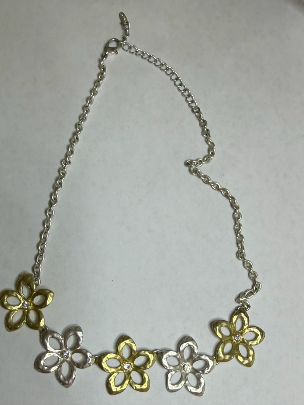 Two-Tone Flower Link Necklace - Women Jewelry